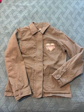 Cat & Jack Army Green Utility Jacket with Heart Patch